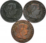 Lot of 3 pieces of 1/2 centimos de escudo of Segovia, 1866, 1867, 1868 (complete set). TO EXAMINE. Almost VF/VF. Est...40,00. 

Spanish Description:...