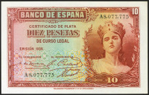 10 Pesetas. 1935. Certificado de Plata. Serie A. (Edifil 2021: 364a). Conserva todo su apresto original. SC.