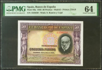 50 Pesetas. 22 de Julio de 1935. Sin serie. (Edifil 2021: 366, Pick: 88a). SC. Encapsulado PMG64.