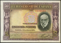 50 Pesetas. 22 de Julio de 1935. Sin serie. (Edifil 2021: 366). Apresto original. EBC++.