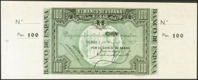 100 Pesetas. 1 de Enero de 1937. Sucursal de Bilbao, antefirma Banco de Bilbao. Sin serie y sin numeración, con ambas matrices. (Edifil 2017: 390a). A...