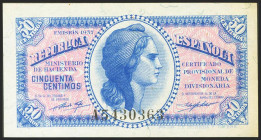 50 Céntimos. 1937. Serie A. (Edifil 2021: 391). Apresto original. SC.