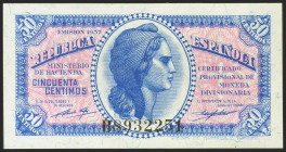 50 Céntimos. 1937. Serie B. (Edifil 2021: 391). Apresto original. SC.