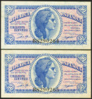 50 Céntimos. 1937. Pareja correlativa. Serie B. (Edifil 2021: 391). Presenta gran parte del apresto original. EBC+.