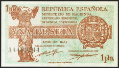 1 Peseta. 1937. Serie A. (Edifil 2021: 392). Apresto original, puntitos habituales. SC.