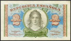 2 Pesetas. 1937. Ministerio de Hacienda. Serie A. (Edifil 2021: 393). Apresto original. EBC+.