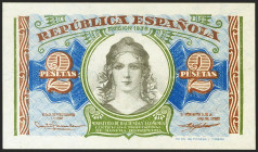 2 Pesetas. 1937. Ministerio de Hacienda. Serie B. (Edifil 2021: 393). Apresto original. SC-.