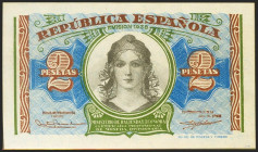 2 Pesetas. 1937. Ministerio de Hacienda. Serie B. (Edifil 2021: 393). Apresto original. EBC++.