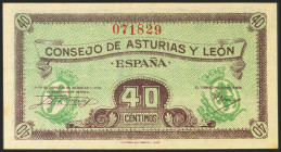 40 Céntimos. 1937. Asturias y León. Sin serie. (Edifil 2021: 395). Apresto original. SC-.
