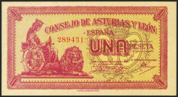 1 Peseta. 1937. Asturias y León. Sin serie. (Edifil 2021: 397). Apresto original. SC-.