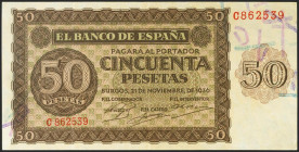 50 Pesetas. 21 de Noviembre de 1936. Serie C. (Edifil 2021: 420a). EBC-.
