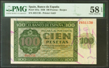 100 Pesetas. 21 de Noviembre de 1936. Serie J. (Edifil 2021: 421a, Pick: 101a). EBC+++. Encapsulado PMG58EPQ.