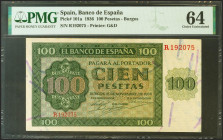 100 Pesetas. 21 de Noviembre de 1936. Serie R. (Edifil 2021: 421a, Pick: 101a). SC. Encapsulado PMG64.