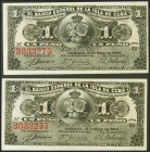 BANCO ESPAÑOL DE LA ISLA DE CUBA. 1 Peso. 15 de Mayo de 1896. Pareja correlativa. Serie G. (Edifil 2021: 71). Apresto original. SC/SC-.