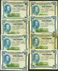 Conjunto de 8 billetes de 100 Pesetas de 1925, todos ellos sin serie. (Edifil 2021: 323). MBC/MBC-.