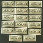 Conjunto de 17 billetes de 10 Centavos emitidos por el Banco Español en la Isla de Cuba el 15 de Febrero de 1897 con la serie K y con numeraciones muy...