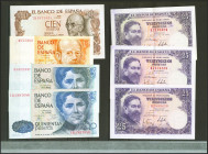 Conjunto de 56 billetes del Banco de España emitidos en el siglo XX, de diferentes emisiones y en diversas calidades. A EXAMINAR.