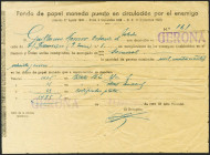 GERONA. Fondo de Papel-Moneda puesto en circulación por el enemigo por valor de 1485 Pesetas, fechado el 24 de Abril de 1938. MBC.