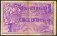 AINSA (HUESCA). 50 Céntimos. 30 de Agosto de 1937. (González: 106). Inusual. MBC.