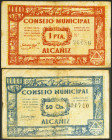 ALCAÑIZ (TERUEL). 50 Céntimos y 1 Peseta. Junio 1937. (González: 297/98). Serie completa. BC+.