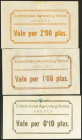 ANGÜES (HUESCA). 10 Céntimos, 1 Peseta y 2 Pesetas. (1937ca). Series F, B y A, respectivamente. (González: 707, 710 y 2 Pesetas sin catalogar). Muy ra...