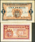 CASPE (ZARAGOZA). 50 Céntimos y 1 Peseta. (1937ca). (González: 1738/39). Serie completa. MBC.