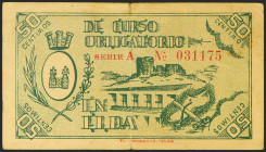 ELDA (ALICANTE). 50 Céntimos. Mayo 1937. Serie A. (González: 2292). Inusual. MBC.
