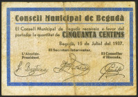 BEGUDA (GERONA). 50 Céntimos. 15 de Julio de 1937. Serie B. (González: 6926). MBC.