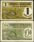 LA BISBAL DE L´EMPORDA (GERONA). 50 Céntimos y 1 Peseta. (1937ca). (González: 7062/63). Serie completa. MBC+.
