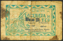 LA CELLERA DE TER (GERONA). 1 Peseta. 6 de Agosto de 1937. (González: 7543). Inusual. RC.