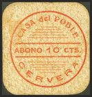 CERVERA (LERIDA). 10 Céntimos. (1937ca). (González: 7559). Rarísimo. EBC.