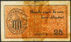 LLEVANTI DE MAR (BARCELONA). 25 Céntimos. Noviembre 1937. Serie A. (González: 8398). RC.