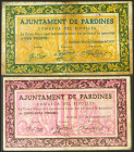 PARDINES (GERONA). 50 Céntimos y 1 Peseta. 1 de Septiembre de 1937. (González: 9153/54). Muy rara serie completa. MBC/BC+.