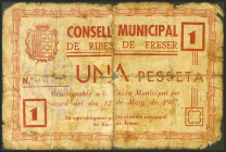 RIBES DE FRESER (GERONA). 1 Peseta. 12 de Mayo de 1937. (González: 9619). RC.