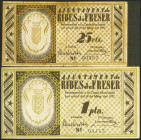RIBES DE FRESER (GERONA). 25 Céntimos y 1 Peseta. 12 de Mayo de 1937. (González: 9620, 9622). Raros. MBC+.