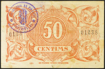 RIUDEBITLLES (BARCELONA). 50 Céntimos. 29 de Mayo de 1937. (González: 9676). Raro. MBC.