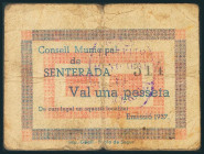 SENTERADA (LERIDA). 1 Peseta. 1937. (González: 9943). Muy raros. RC.