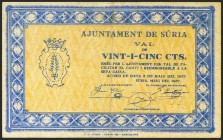 SURIA (BARCELONA). 25 Céntimos. 3 de Mayo de 1937. (González: 10065). MBC.
