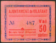 VILAFANT (GERONA). 50 Céntimos. (1937ca). (González: 10706). Rarísimo. MBC.