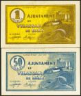 VILASAR DE DALT (BARCELONA). 50 Céntimos y 1 Peseta. Junio 1937. Serie A y B, respectivamente. (González: 10852/53). Inusuales, el 1 Peseta pequeño co...