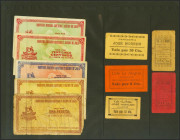 Conjunto de 10 vales emitidos durante la Guerra Civil por diferentes asociaciones y comercios de Andalucía. EBC/RC. A EXAMINAR.