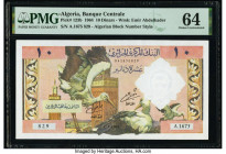 Algeria Banque Centrale d'Algerie 10 Dinars 1.1.1964 Pick 123b PMG Choice Uncirculated 64. Staple holes are noted on this example. 

HID09801242017

©...