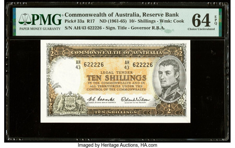 Radar Serial Number Australia Commonwealth Bank of Australia 10 Shillings ND (19...