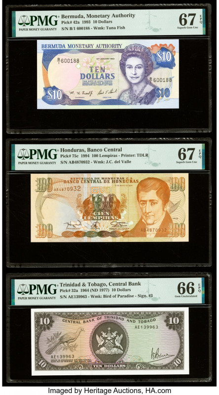 Bermuda Monetary Authority 10 Dollars 4.1.1993 Pick 42a PMG Superb Gem Unc 67 EP...
