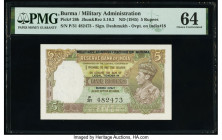 Burma Military Administration 5 Rupees ND (1945) Pick 26b Jhun5.10.2 PMG Choice Uncirculated 64. Staple holes at issue. 

HID09801242017

© 2022 Herit...