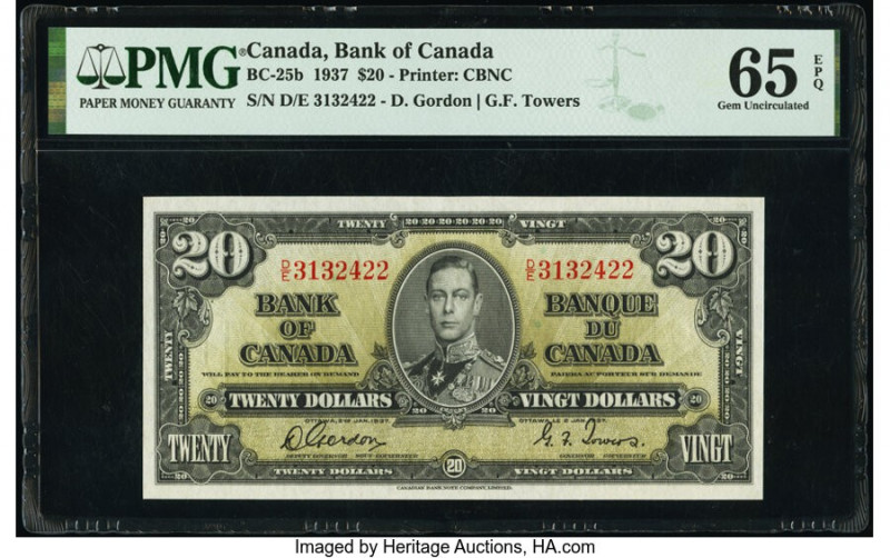 Canada Bank of Canada $20 2.1.1937 BC-25b PMG Gem Uncirculated 65 EPQ. 

HID0980...