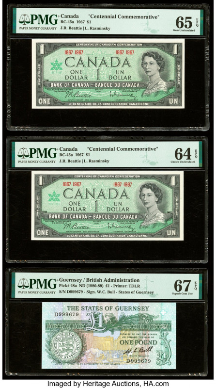 Canada, Guernsey & Scotland Group Lot of 6 Graded Examples PMG Superb Gem Unc 68...