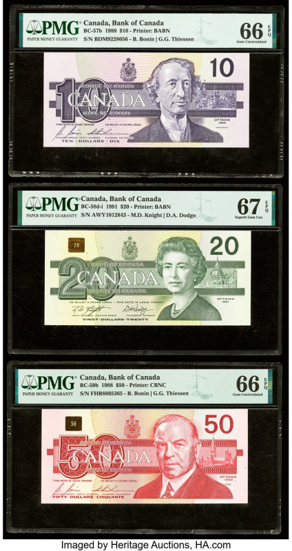 Canada Bank of Canada $10; 20; 50 1989; 1991; 1988 BC-57b; BC-58d-i; BC-59b Thre...