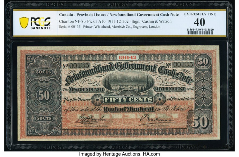 Low Serial Number 00135 Canada Newfoundland Government Cash Note 50 Cents 1911-1...