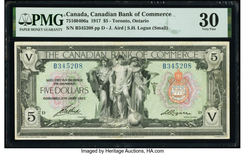 Canada Toronto, ON- Canadian Bank of Commerce $5 2.1.1917 Ch.# 75-16-04-06a PMG ...